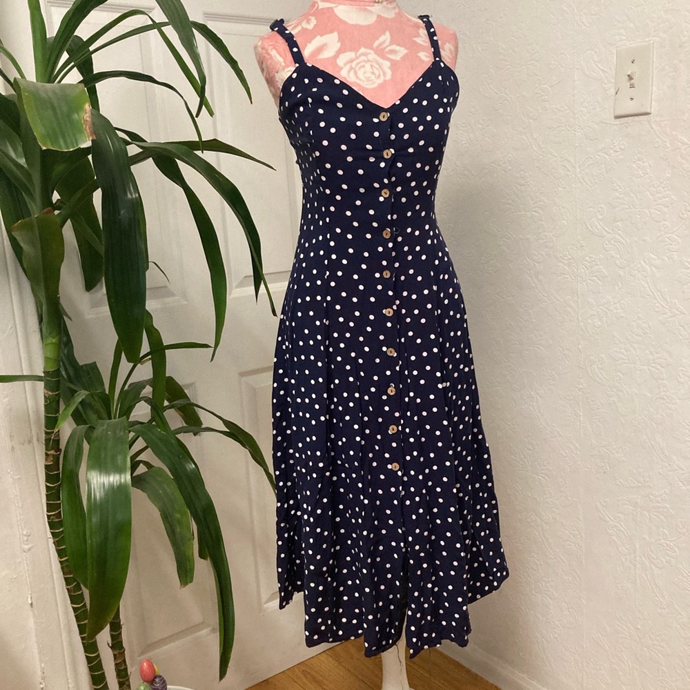 F21 Navy Dotted Sundress